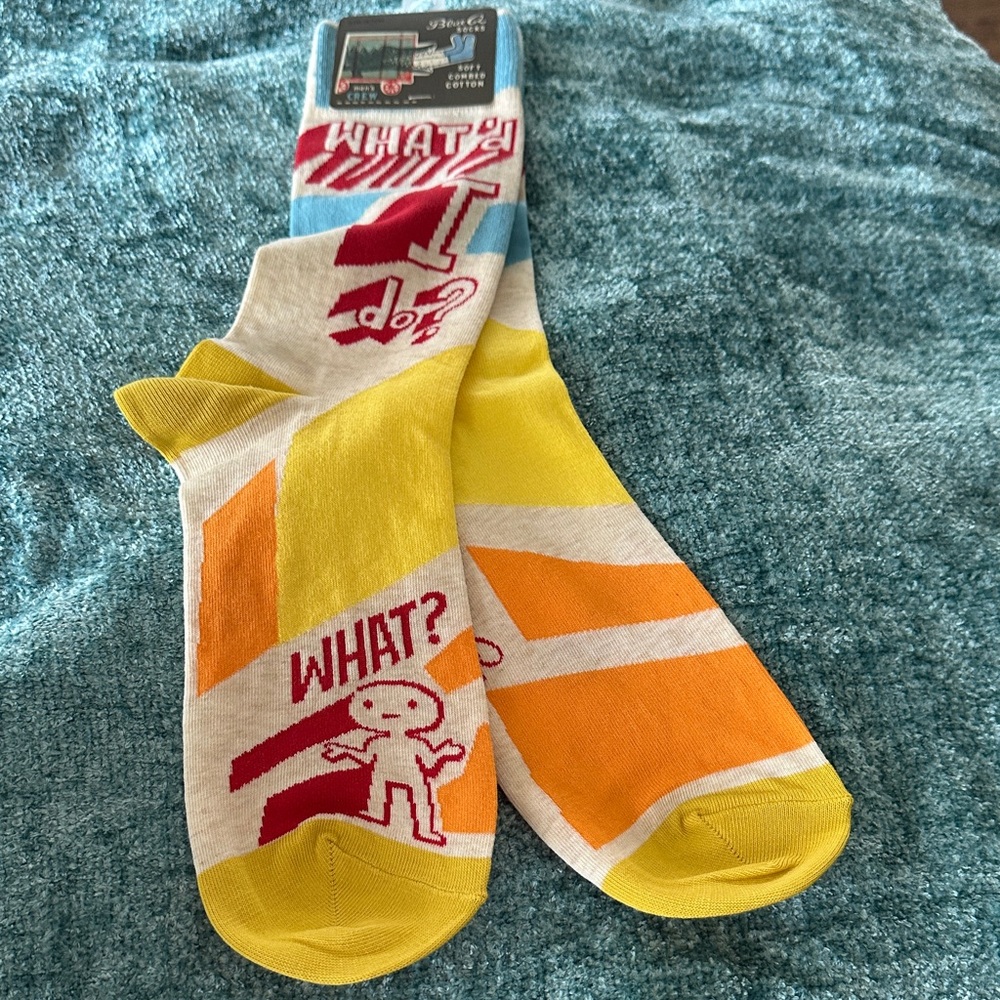 Blue Q Graphic Socks - Yellow, Orange, Red